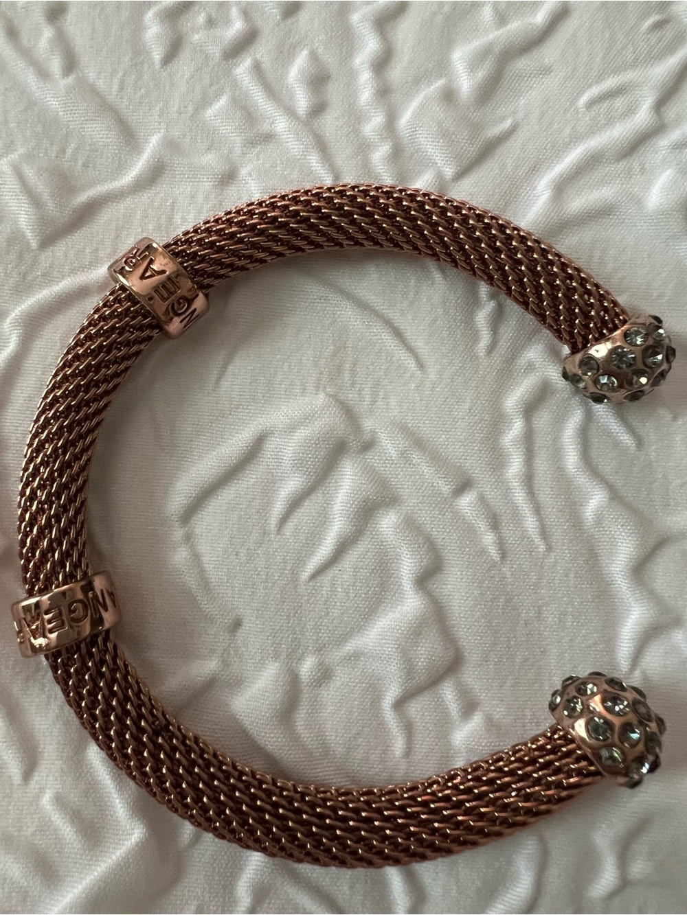 Armani Exchange Mesh Cuff Bracelet with Crystal End Caps